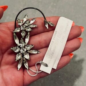 Jennifer Behr Gunmetal Floral Crystal Ear Cuff
